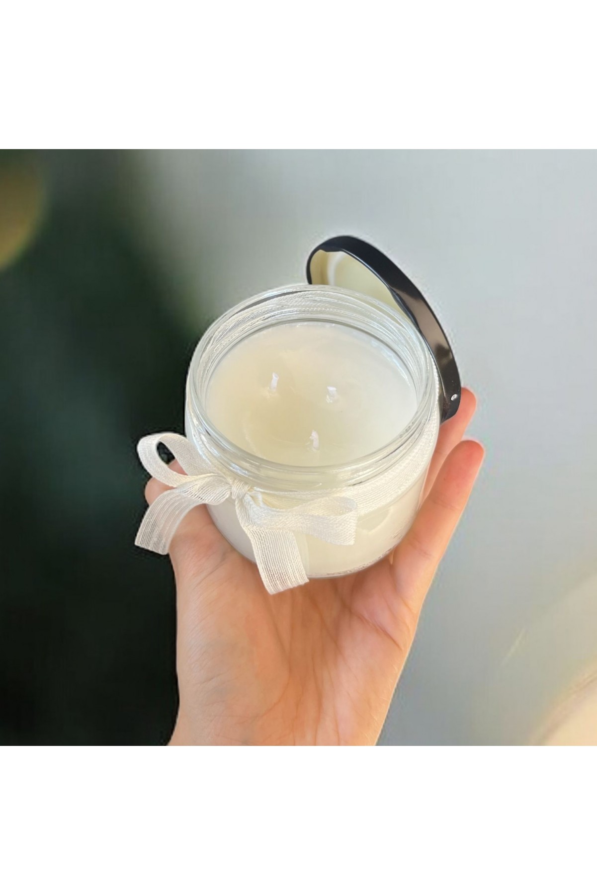 Büyük Boy Siyah Kapaklı Mum Kavanozu