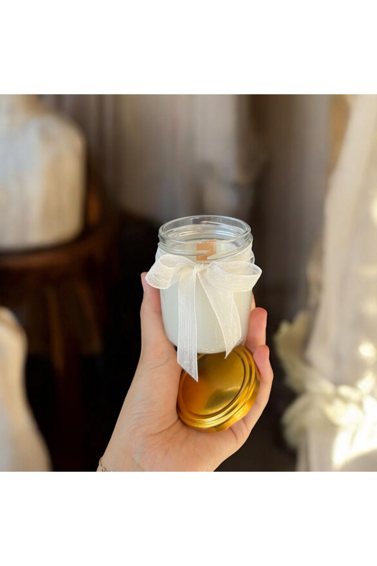 Uzun Gold Kapaklı Mum Kavanozu